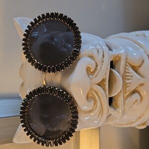 Elegant Black Jewelled Roumd Sunglasses with Gold  Accents...New